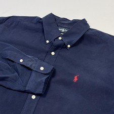 Ralph Lauren Shirt Mens XL Navy Classic Fit Button Down Long Sleeve Pony Logo