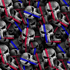 Punisher Thin Red and Blue Line - 16" x 48" Hydrographic Film Hydro Dipping