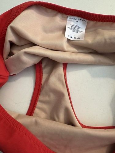 Traje de baño LANDS END pantalones de bikini rojo cintura alta media tiro calzoncillos #398266 talla 14 - Imagen 3 de 8