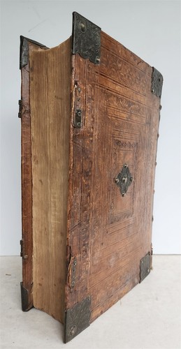 1715 BIBLE in ENGLISH antique ILLUSTRATED w/6 MAPS PIGSKIN FOLIO w/METAL CORNERS - Picture 2 of 19