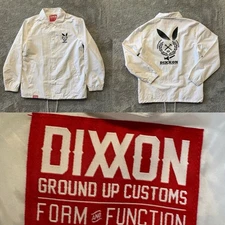 DIXXON Flannel Co Mens White Nylon Coaches Jacket  Snap Button  Size Large