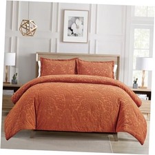 Velvet Jacquard Comforter Set, Velvet Jacquard Face and Queen Terracotta
