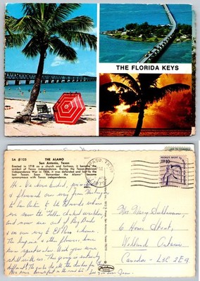 Vintage Florida Keys Postcard - Seven Mile Bridge, Beach, Sunset - 1977 Posted