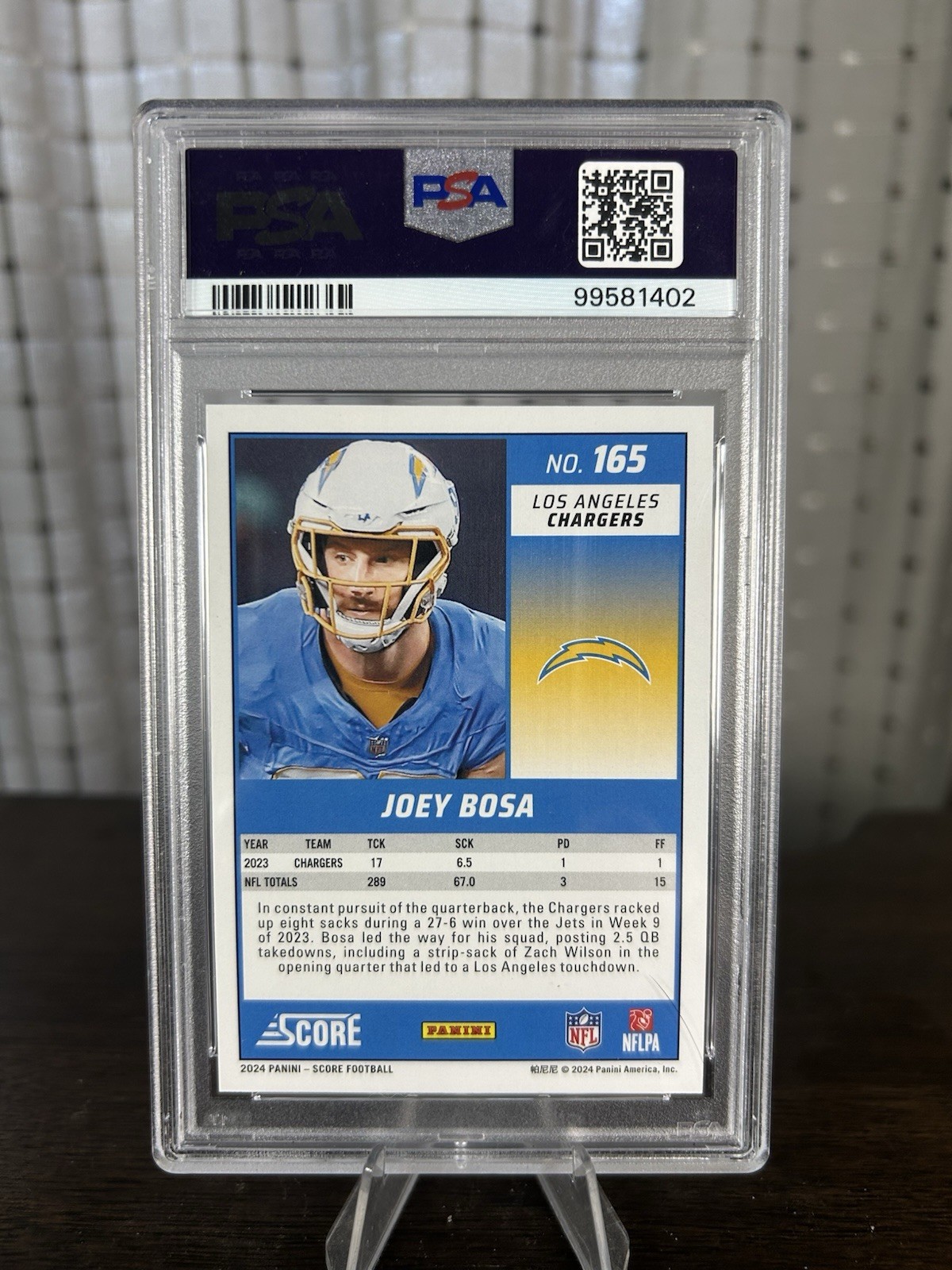 Joey Bosa Gold Zone /50 2024 Score PSA 10 Gem MT Pop 1 view 2