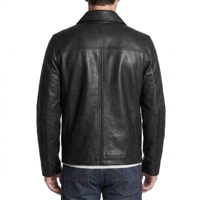Men's Leather Jacket Classic Zip Front Casual Style | eBay