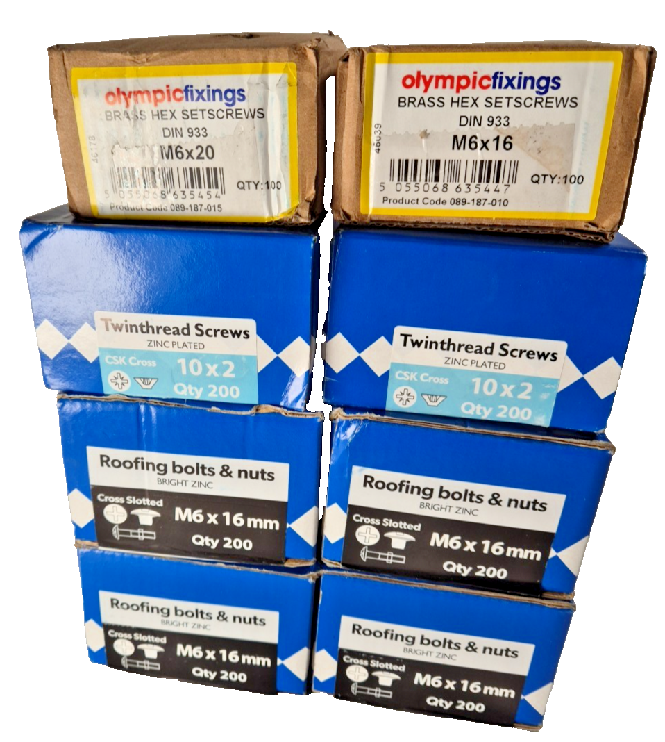 Job lot Olympic 800 M6x16mm Roofing Bolts 200 M6x16 Bras Hex 400 10x2 Zinc Screw