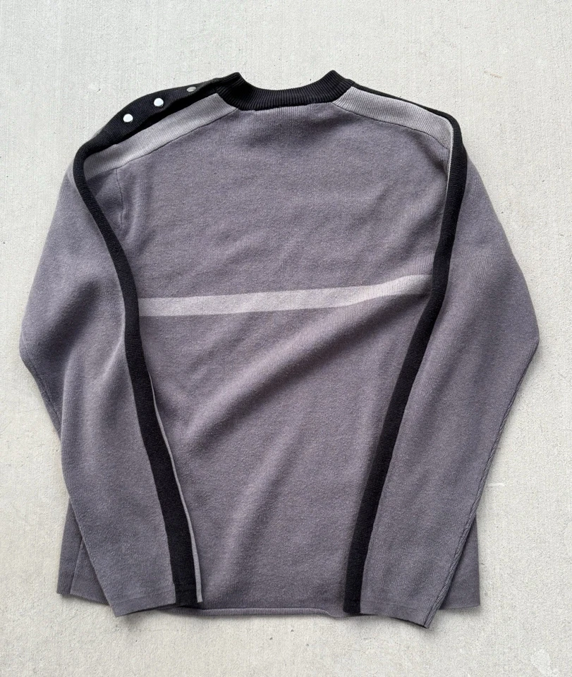 Vintage Armani Exchange Wool Blend Striped Grey Crewneck Pullover Sweater - Image 4 of 4