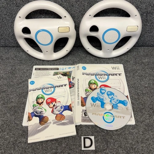 Mario Kart Wii [Wheel Bundle] Wii Complete w/ Manual CIB 2 Wheels VGC