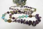 1946 Hand Knotted Amethyst Gemstone & Multicolor Resin Bead Necklace 34"