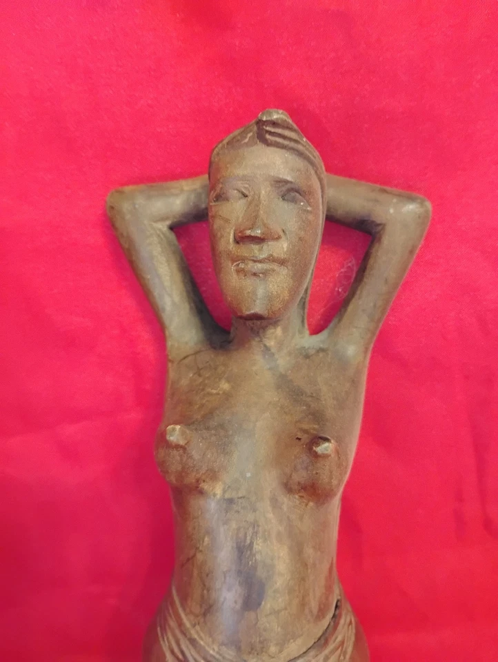 Vintage Hand Carved Wooden Nutcracker Nude Naked Lady Woman 14" Tall Mid Century - Image 2 of 4