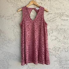 Francesca's Dusty Rose Lace Cut Out Mini Dress Sweet & Chic Size Medium