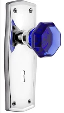 Nostalgic Warehouse, Bright Chrome Prairie Plate, Dummy Waldorf Cobalt DoorKnob 