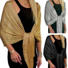 Silver Glittering Shawl Wrap For Bridesmaid Dresses And Festival Evening Gowns