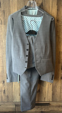 Moss Grey 3-Piece Slim Fit Suit, Jacket 40", Waistcoat 38", Trousers 34" W Long