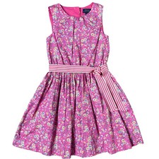 Polo Ralph Lauren Floral Cotton Poplin Dress Girls Size 8 Belted Pockets Preppy