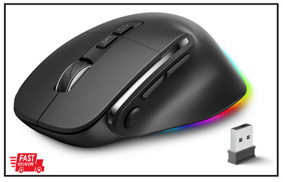 Ergonomic Rechargeable Mouse with Jiggler, Bluetooth+2.4G Wireless+Wired(3 in 1)