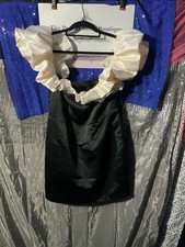 Black/White Satin Pretty Little Things Cocktail Dress Size 12