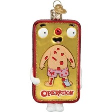 Old World Christmas Glass Ornament, Operation Game 4.25" With OWC Gift Box 