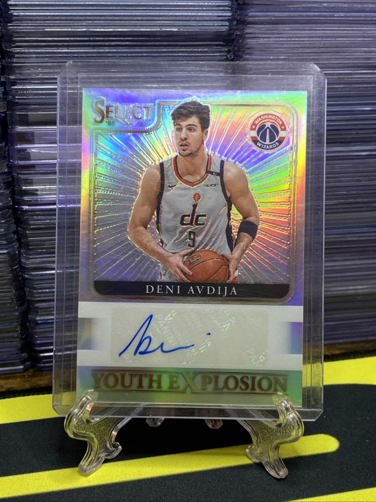 Deni Avdija 2020-21 Panini Select Youth Explosion Silver Prizm Holo Rookie Auto