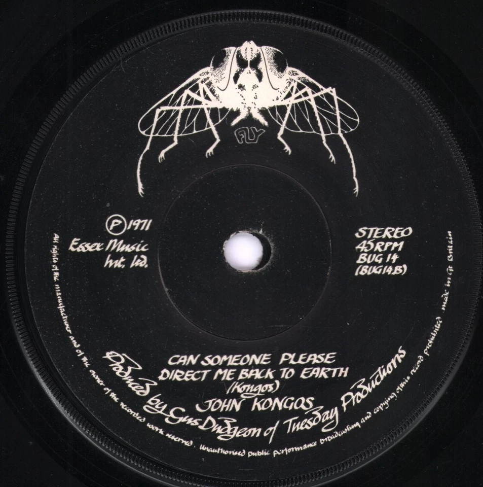 John Kongos Tokoloshe Man 7" Vinyle UK Fly 1971 Design De Label Solide BUG14 - Photo 2/2