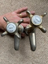 reclaimed Vintage Metal Taps Sink Basin Porcelain Caps Old