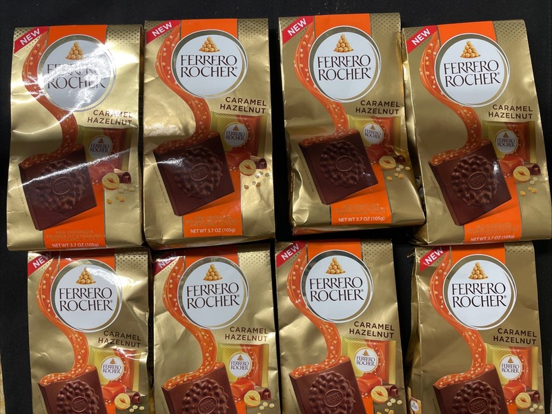 8 Bags Ferrero Rocher Caramel Hazelnut.  3.7 Oz
