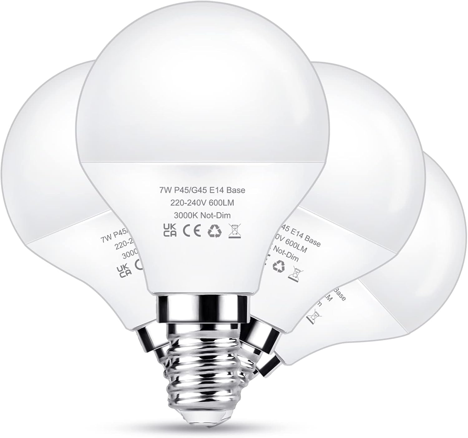 E14 LED Light Bulb 60W Equivalent, 7W Small Edison Screw Golf Ball Bulb Warm Whi