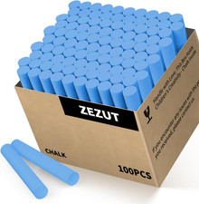 Blue Chalk 100PCS, Low Dust Chalks Stick Bulk for Chalkboard Blackboard Non-Toxi