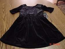 Girls Black Velour Sequin Holiday Dress by George