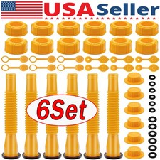 6x Gas Can Spout Kit Nozzle Vent Replacement For Plastic Gas Cans Old Style Cap