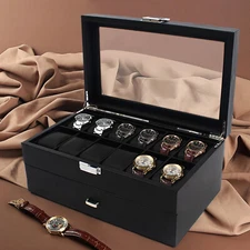 Mens watch Box Case Organizer 24 Slots watches Holder Jewelry Storage Display