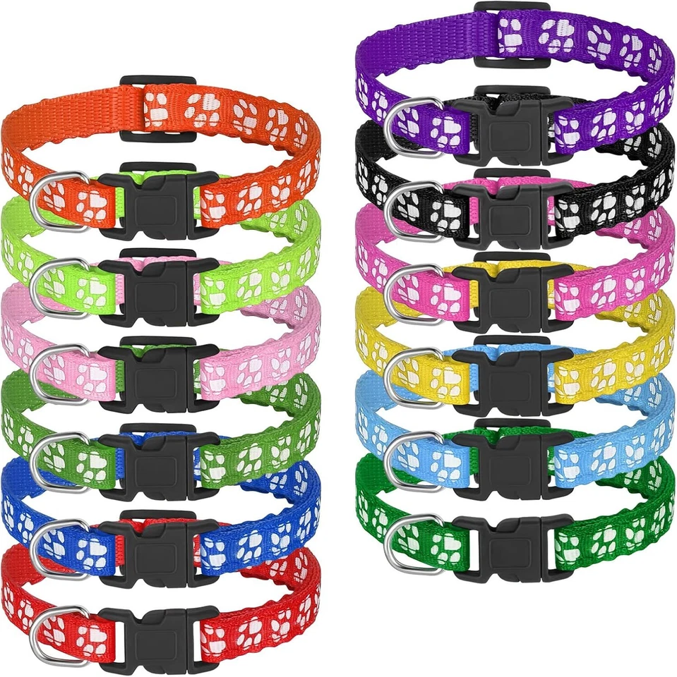 AKlamater 12 Pcs Puppy Collars Adjustable Puppy ID Collars Puppy Whelping Soft