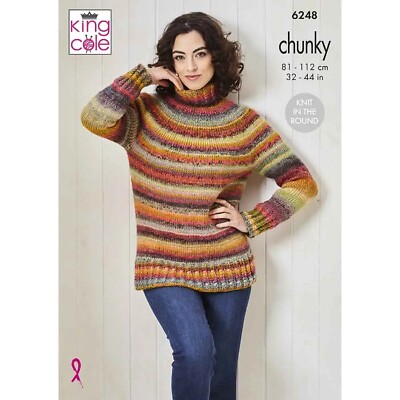 King Cole Damen Strick in der Runde Grobstrickmuster Damen Pullover 6248