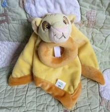 Disney Simba Yellow Orange Lion King Ring Rattle Toy Security Blanket Lovey
