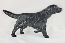 Cast Metal Black Retriever Dog Decorative Plaque 10"
