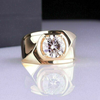 Ct Round Moissanite Men's Solitaire Wedding Pinky Ring 14K