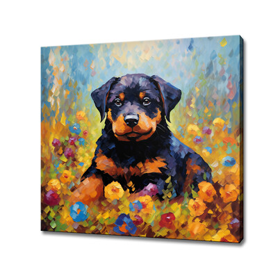 Niedlicher Rottweiler Hund Welpe Leinwandbild Haustier Wandbild Bild Geschenk