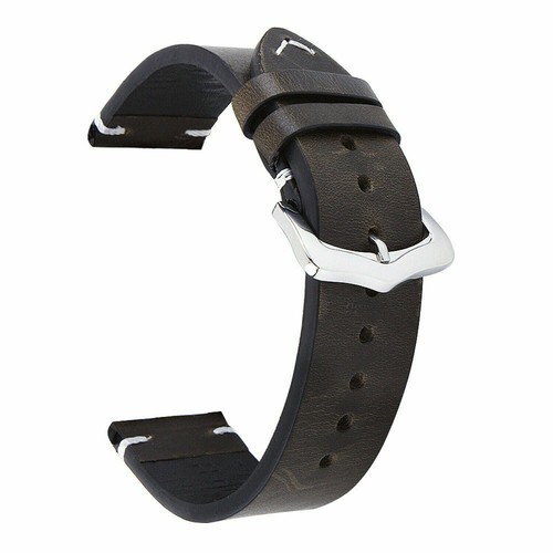18 19 20 21 22 24mm Watch Band Vintage Stitching Genuine Leather Strap Wristband - Picture 8 of 19