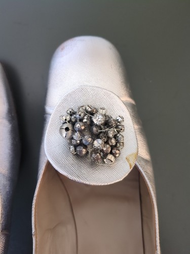 Vintage I.Magnin & Co Rinaldi Pumps Silber Größe 8,5 Wollzusammensetzung Innensohle Lesen - Bild 6 von 12