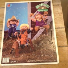 Vintage naszywka na kapustę Milton Bradley taca puzzle na farmie 1984 GC 