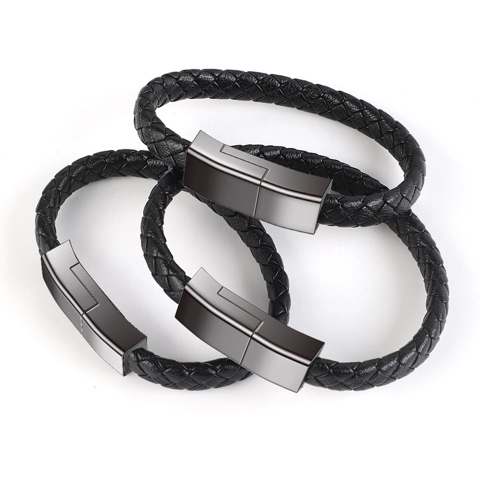 Bracelet Leather USB Charger Cable For iPhone Samsung Google USB C Fast Charging - Image 4 of 4