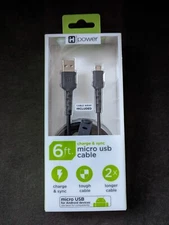 Micro usb cable 6ft w /cable Wrap Included- Android