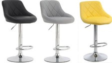 Bar Stools Faux Leather, Black Grey Yellow,  Kitchen Breakfast Bar, 1 , 2, 3, 4