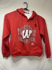 Wisconsin Badgers Hoodie Men's Fits Medium Pullover Sweatshirt Red College