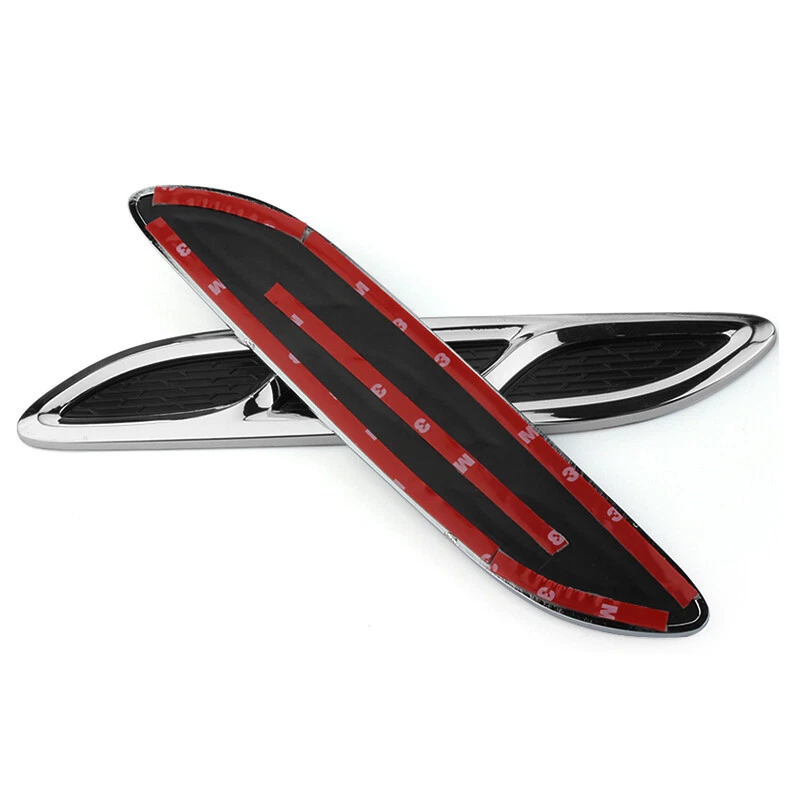 2x Práctico Coche Estilo Tiburón Capó Lateral Ventilación Flujo de Aire Persiana Panel de Enfriamiento Calcomanía Foto 2 de 4