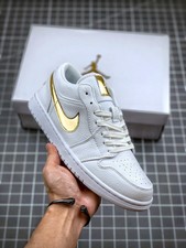 air jordan 1 low white and gold