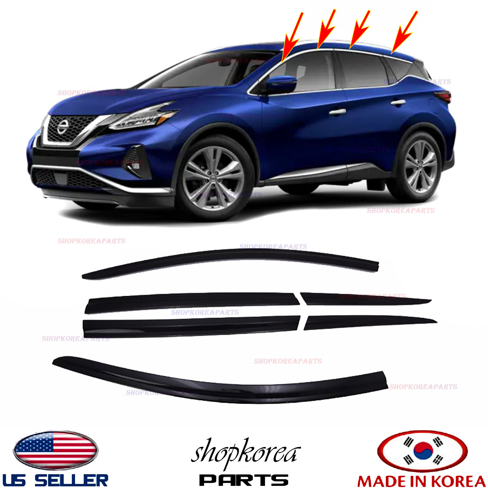 SMOKE DOOR VISOR VENT WINDOW DEFLECTOR fits NISSAN MURANO 2015-2021 ⭐ ...