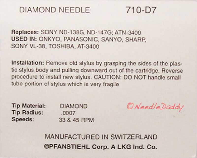Ersatznadel Stylus VL 38GA Für SONY ND-138G, ND-147G, 710-D7 VL - Foto 5