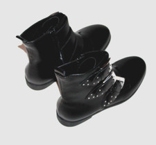 Brash Youth Girls' Black Buckle Studded Ankle Biker Boots 178191