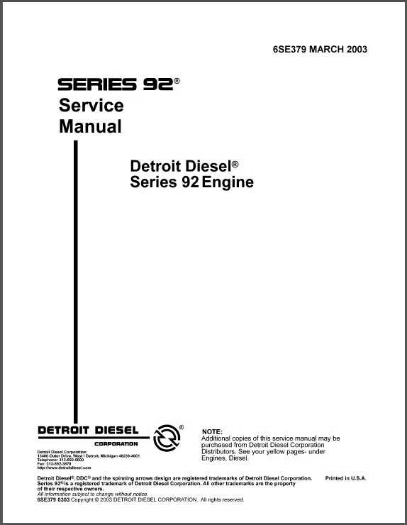 Detroit Diesel V92 Allison Service Repair Shop Engine Manual 2184 Pgs. PDF CD !! - Image 3 of 4